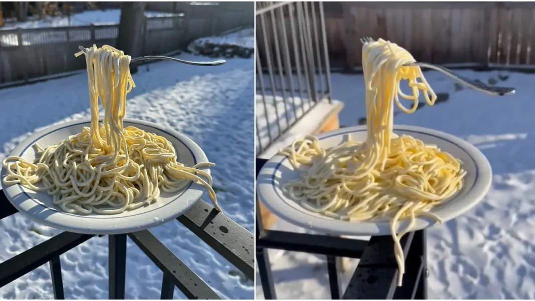 Extreme Cold Freezes Pasta in Mid-Air, Internet